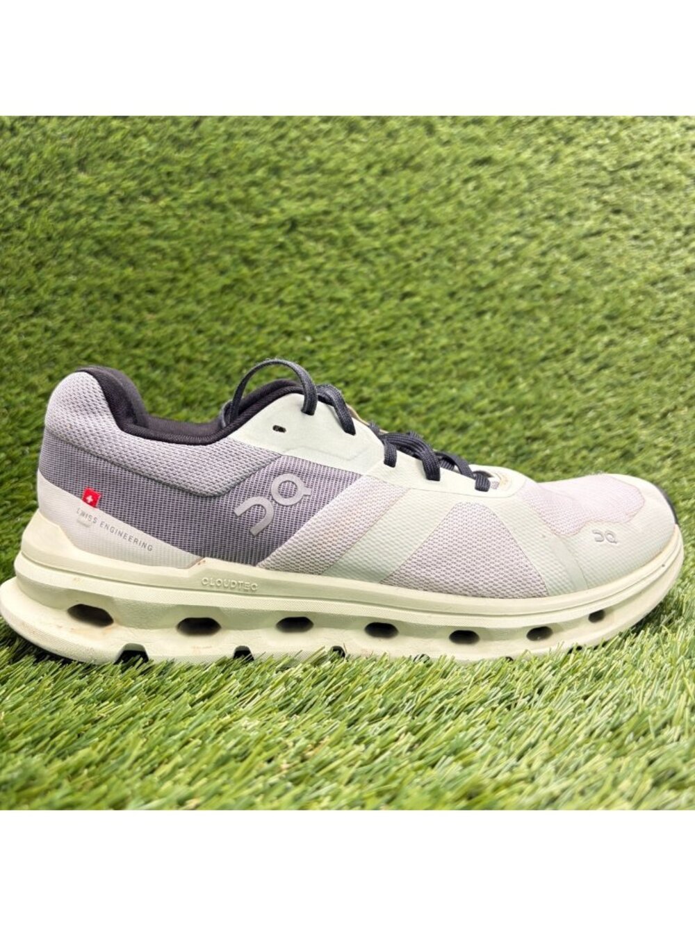 On Cloudrunner Women Size 8.5 Gray Green Athletic Running Walking Shoes Sneakers